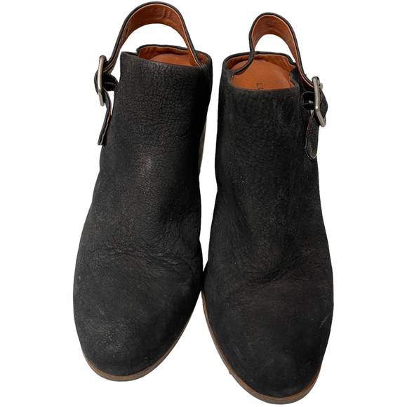 LUCKY BRAND Machiko Bootie Heels Black Nubuck Leather Sling Back Size 10 - Picture 2 of 8